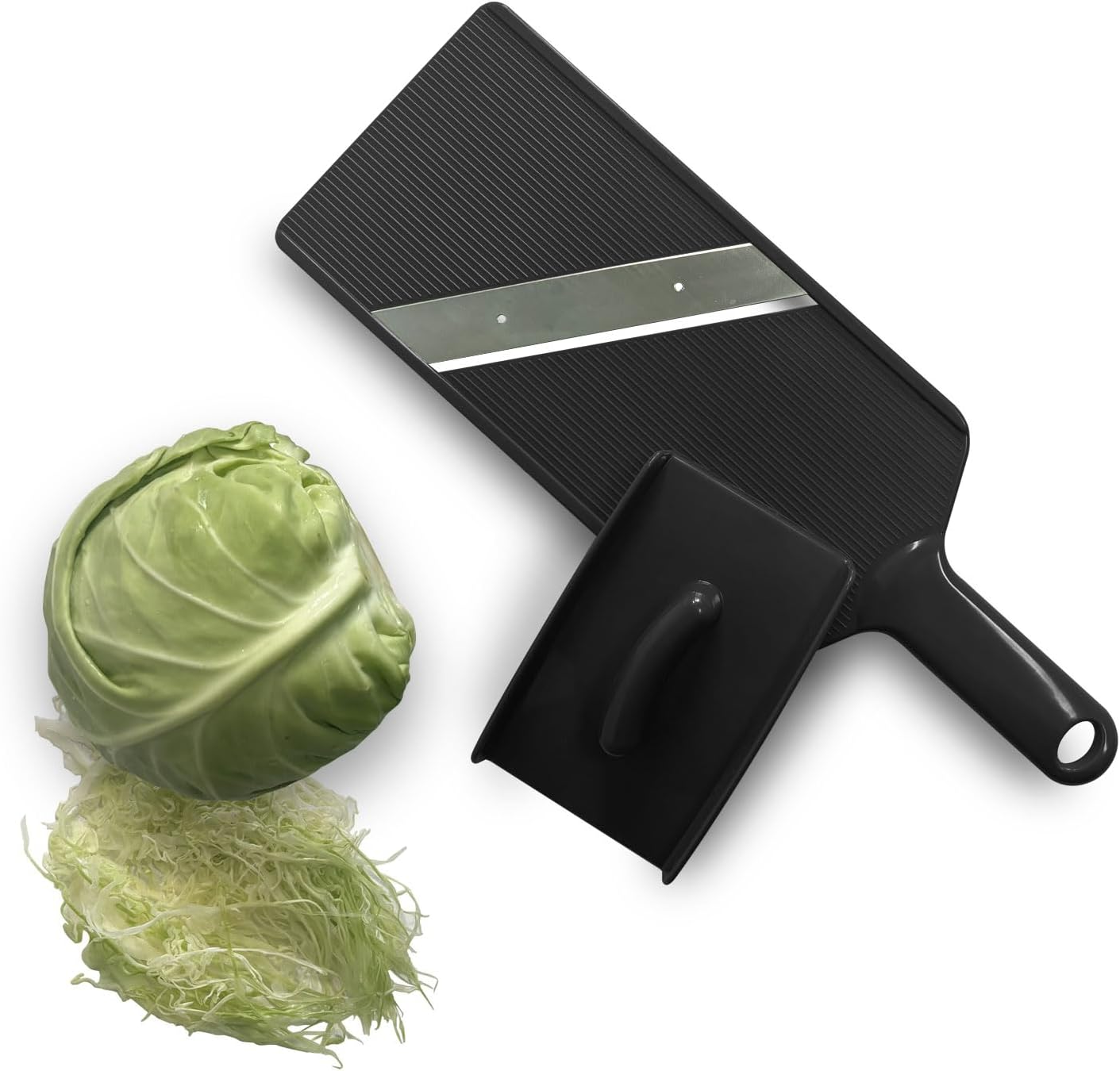 Large Vegetable Slicer for Cabbage, Potato, Onion – Fine Shredder Blade – Kitchen Mandoline Cutter for Salad, Tacos, Chips – Black